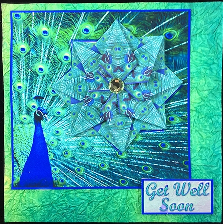 JJ PEACOCK 5X5 TEA BAG CARD by Peggy Stogdill