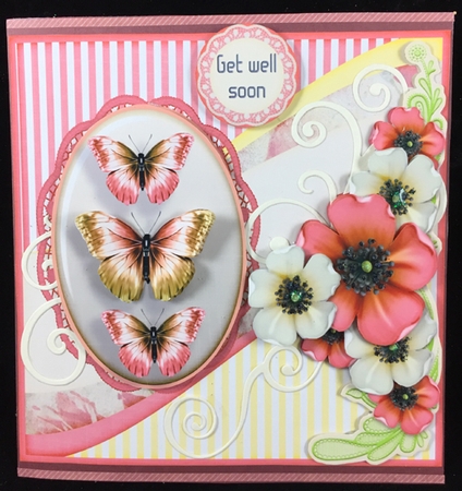 Vintage Shabby Flower Card Kit Pink 1443 by Peggy Stogdill