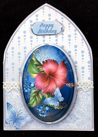 Bluebells and Hibiscus Arched Card Mini Kit by Peggy Stogdill
