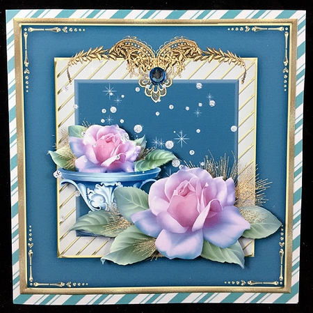 Rose in a Bowl Card Topper by Peggy Stogdill