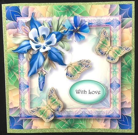 Art Nouveau Bright & Butterflies - Fleur De La Foret 8x8 by Peggy Stogdill