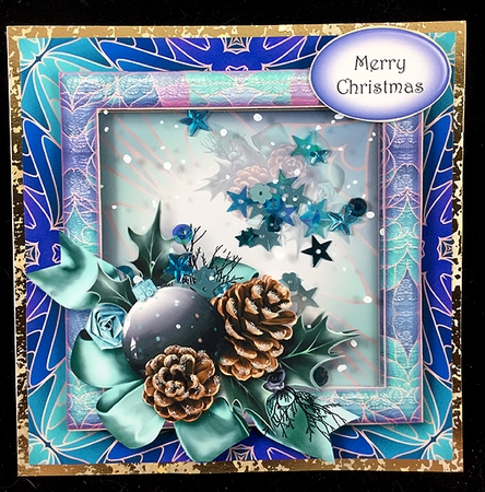 Art Nouveau Bright Christmas - Tiffany Blue 8x8 by Peggy Stogdill