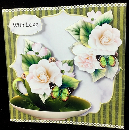 White Begonias - Teacup & Saucer by Peggy Stogdill