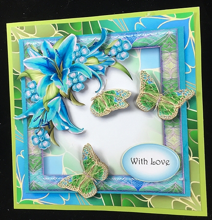 Art Nouveau Bright & Butterflies - Blue Lilies by Peggy Stogdill