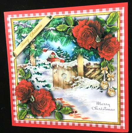 Christmas Roses - Garden Gate red by Peggy Stogdill