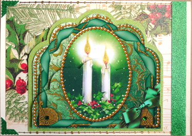 Candle Duo Ribbon Giant 8in Scallop Bottom Stacker by Peggy Stogdill