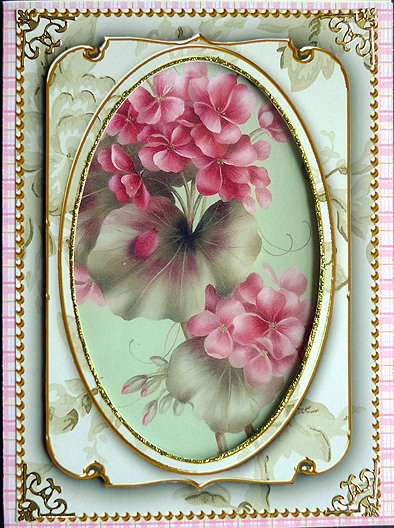 Olive Green Rose Wallpaper 7x5in Shaker Frame and Base by Peggy Stogdill