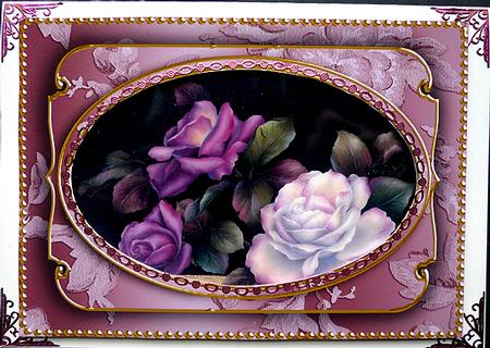 Dusky Pink Metallic All Over Rose 7x5 Shaker Frame and Base by Peggy Stogdill
