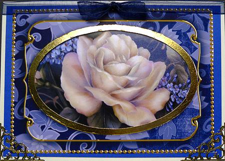 Blue All Over Floral 7x5in Shaker Frame and Base by Peggy Stogdill