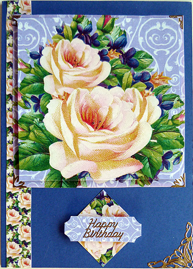 Purple Blooms Vintage Large Square Card Front by Peggy Stogdill