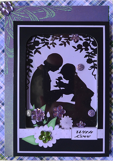 Mother and Child Silhouette Lavender A4 by Peggy Stogdill