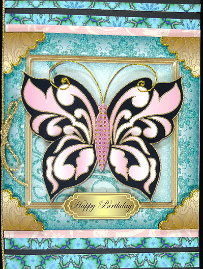 Grace Black Butterfly 8x8 Topper 1 by Peggy Stogdill