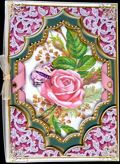 Butterfly Rose Ornate A4 Picture Topper Sheet by Peggy Stogdill
