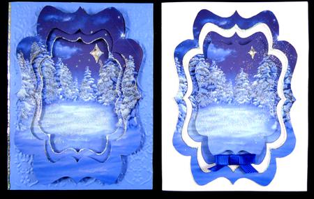 Blue Christmas Trees Fancy Bracket Tunnel Sheet by Peggy Stogdill