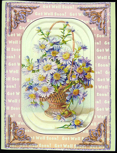 Vintage Basket of Flowers Get Well Soon by Peggy Stogdill