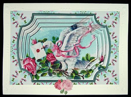Rosey Note Pyramid Card Front by Peggy Stogdill