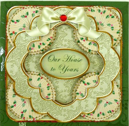 Cream Holly Our House to Yours 3D Rosette 8in Card Front Kit by Peggy Stogdill