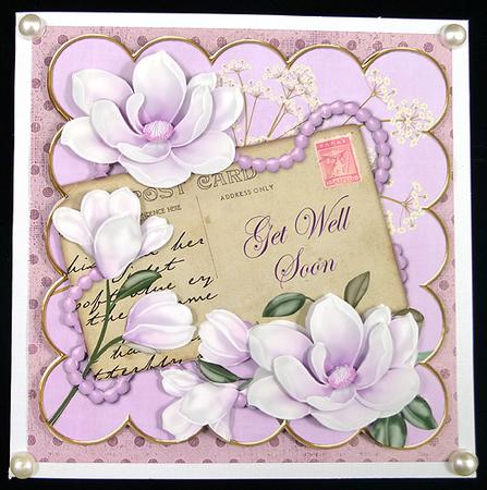 Lilac Magnolia Get Well Soon 8in Xtreme Decoupage Card Kit by Peggy Stogdill