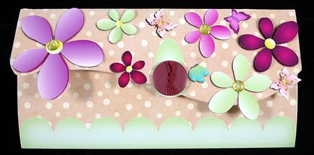 Cute Flowers & Butterflies Letter Fold Card 5 by Peggy Stogdill