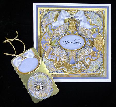 Blue Multi Mix Your Day 3D Rosette 8in Card Front Kit by Peggy Stogdill