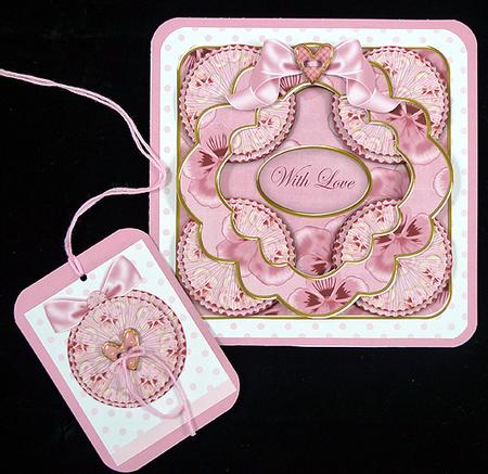 Pink Pansy with Love 3D Rosette 8in Card Front Kit by Peggy Stogdill