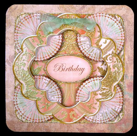 Borange Multi Mix Birthday 3D Rosette Decoupage Card Front by Peggy Stogdill