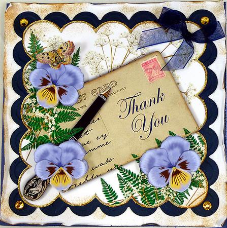 Blue Pansy Ink Saver Thank You 6in Step by Step by Peggy Stogdill