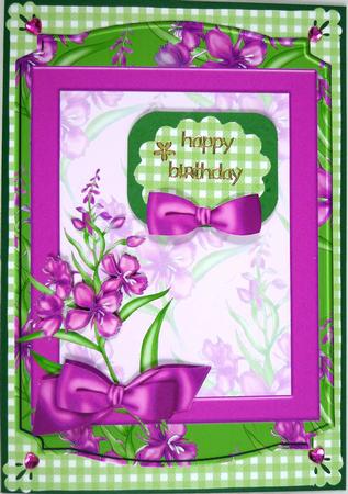 Pretty Fuschia Floral Frame Card by Peggy Stogdill