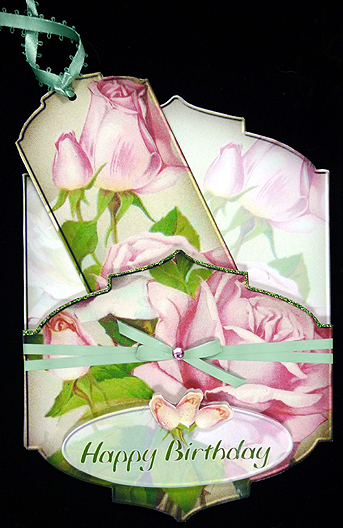 Birthday Rose Bookmark Pocket Card Topper by Peggy Stogdill