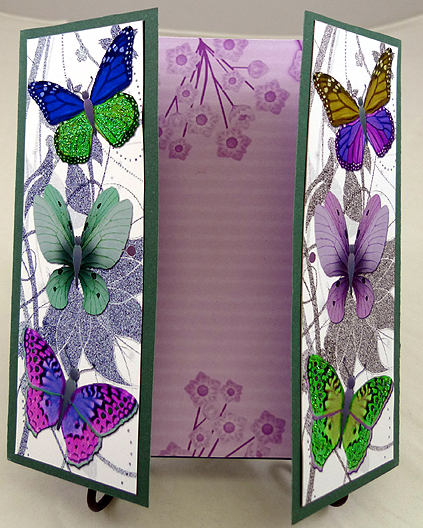 Lilac Stripe Blossom Edge A4 Backing Paper by Peggy Stogdill