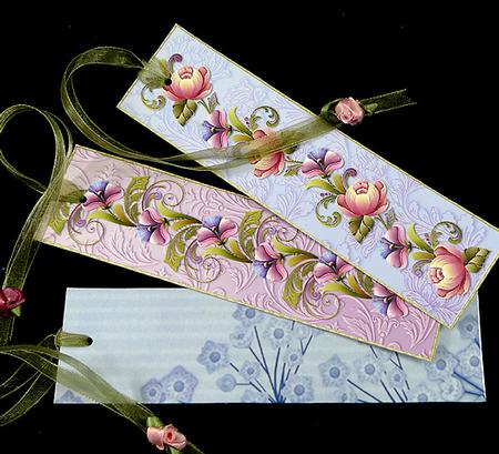 Blue Stripe Blossom Edge A4 Backing Paper by Peggy Stogdill