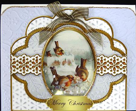 Robin Tug of Love Silver Scallop Card Base and Frame by Peggy Stogdill
