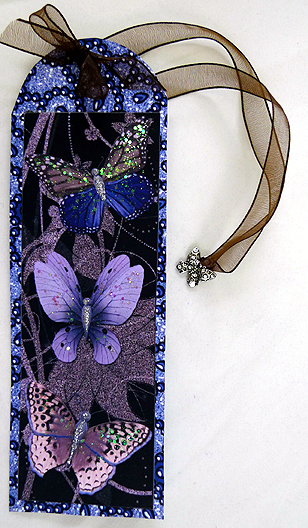Blue Dark Beaded Flower A4 Backing Paper by Peggy Stogdill