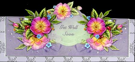 Pretty Pink Flowers Get Well Soon Over the Top Large Card by Peggy Stogdill