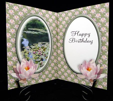 Pink Water Lily Happy Birthday Insert by Peggy Stogdill
