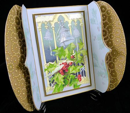 Christmas Holly Bells Bracket Card by Peggy Stogdill