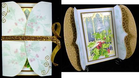Christmas Holly Bells Bracket Card Wrap by Peggy Stogdill