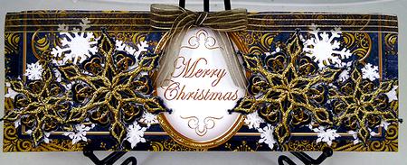 Black Gold Flake Merry Christmas Large Dl Decoupage Card Kit by Peggy Stogdill