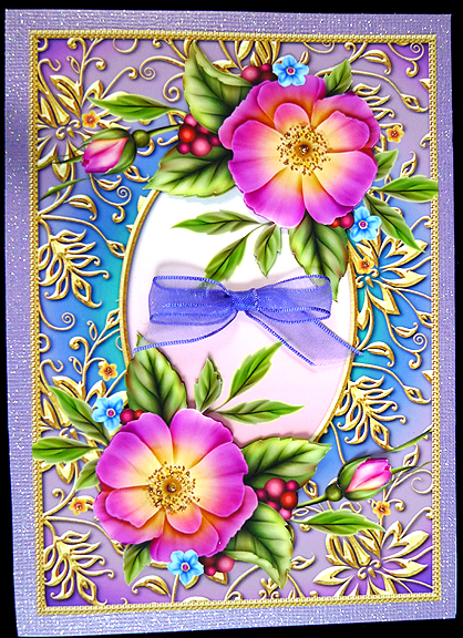 Wild Rose & Golden Frame + Decoupage by Peggy Stogdill