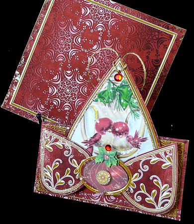 Lovebirds Red Love at Christmas Teardrop Trio Kit by Peggy Stogdill