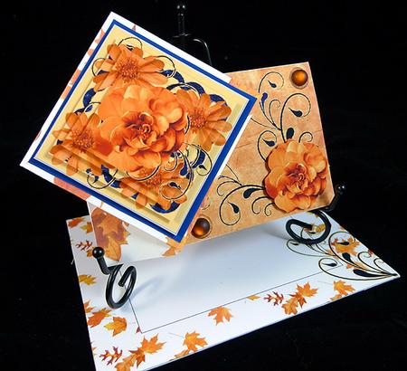 Large Twist Turn Card - Autumn Flowers by Peggy Stogdill