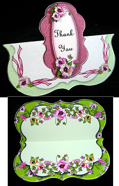Pansies and Pink Ribbons No Hole Over the Top Card by Peggy Stogdill