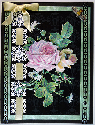 Rose and Bee Card Front by Peggy Stogdill