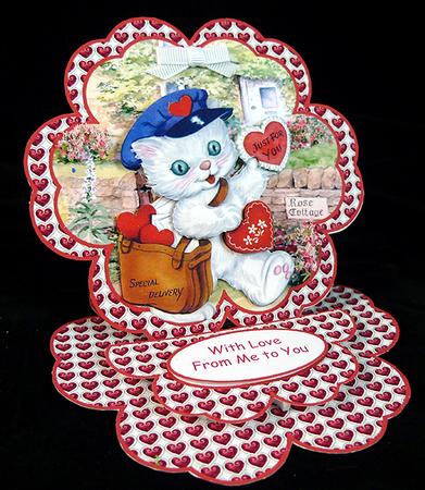 Kitten Valentine Petal Easel Card by Peggy Stogdill