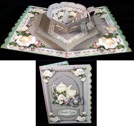 Time for Tea Pop-up Kit - Cream Roses with Polka Dots by Peggy Stogdill