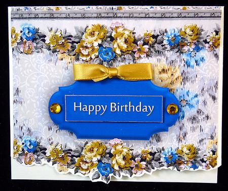 Blue & Yellow Roses Quick Card by Peggy Stogdill