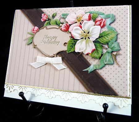 Vintage Cream Flowers Quick Card by Peggy Stogdill
