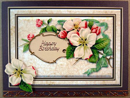 Vintage Cream Flowers Quick Card by Peggy Stogdill