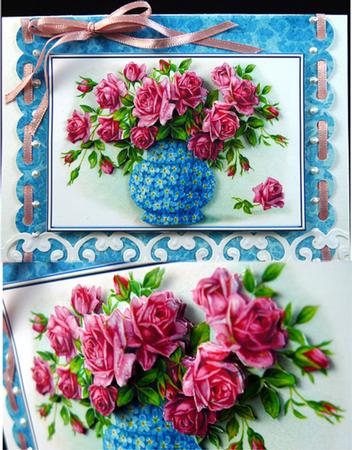 Vase of Roses Quick Card by Peggy Stogdill