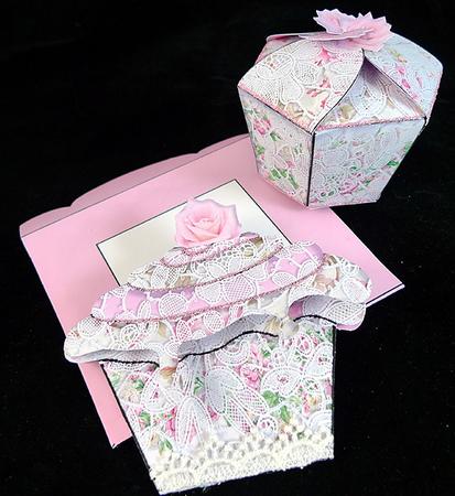Pinky Cupcake Gift Box, Card & Matching Envelope by Peggy Stogdill